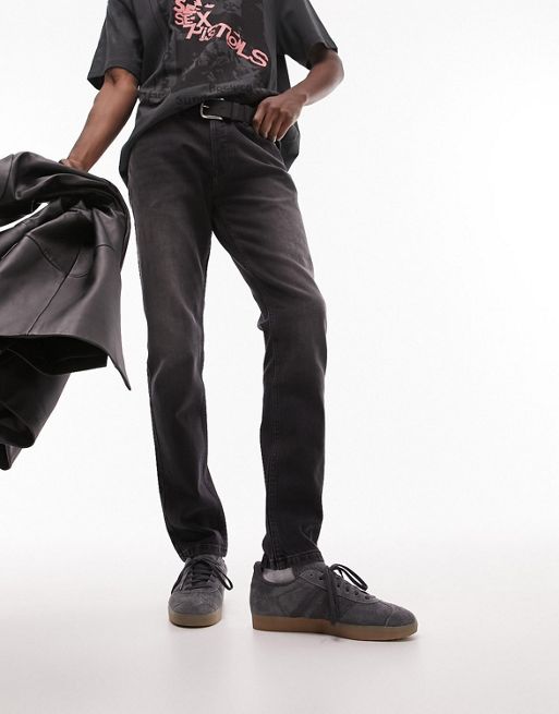Topman – Enge Jeans in verwaschenem Schwarz