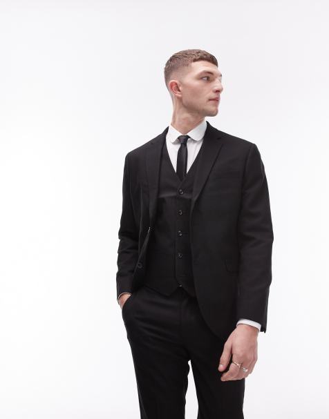 Topman – Enge, strukturierte Anzugjacke in Schwarz - view 1