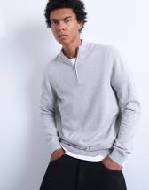Topman essential 1/4 zip funnel with wool in light grey
