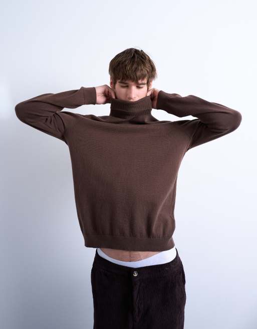 Topman – Essential – Brązowy sweter z golfem