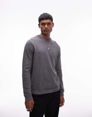 Topman essential crew neck in charcoal-Grey