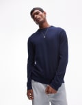 Topman essential crew neck jumper in navy