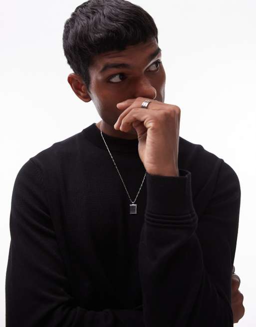 Topman essential crew neck sweater in black, 2 of 4