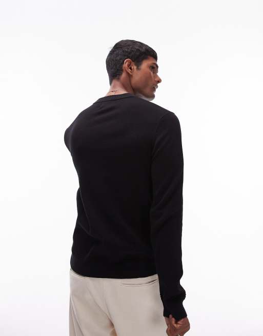 Topman essential crew neck sweater in black, 3 of 4