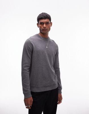 essential crew neck sweater in charcoal-Gray