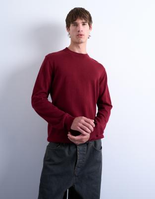 Topman Essential Crew Neck With Wool In Red