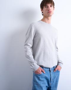 Essential crew neck with wool in light grey