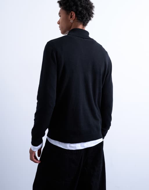 Topman – Essential – Czarny sweter z golfem, 5 z 5