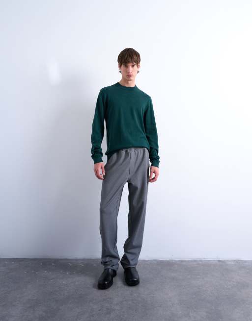 Topman - Essential - Gebreide trui met ronde hals in donkergroen, 2 van 5