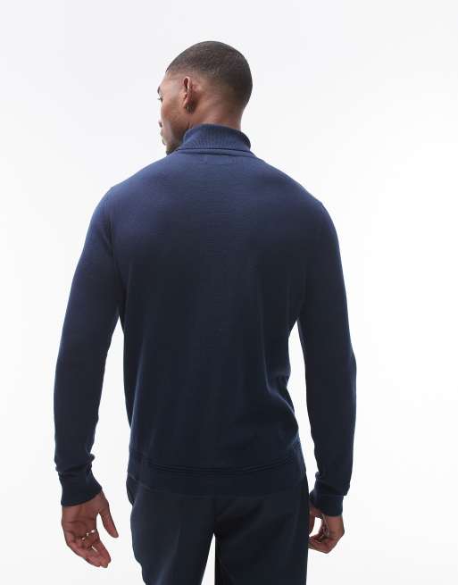 Topman Essential – Granatowy top z golfem, 2 z 4