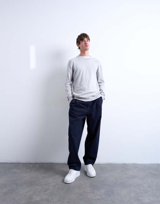 Topman – Essential – Jasnoszary dzianinowy sweter z okrągłym dekoltem, 2 z 5