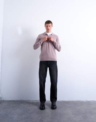 Topman Essential Knit Button Polo In Pink