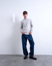 Topman essential knitted 1/4 zip funnel in light grey