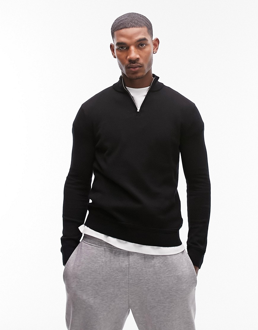 Topman Essential Knitted Roll Neck Sweater In Black