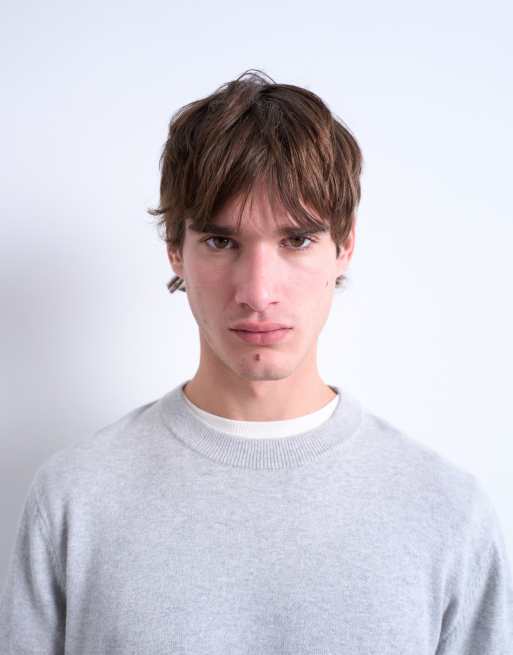 Topman essential knitted crew neck jumper in light grey, 5 of 5