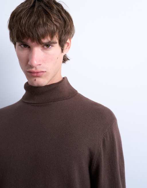 Topman essential knitted roll neck in brown, 3 of 5