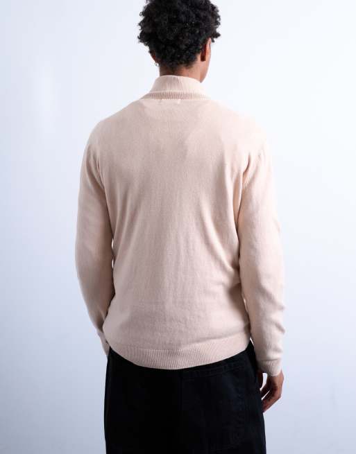 トップス STONE  20AW Roll-Neck Rib Knit-XXL Topman classic long sleeve rib roll neck sweater in stone | ASOS