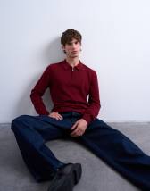 Topman essential knitted zip polo in burgundy