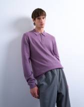 Topman essential knitted zip polo in purple