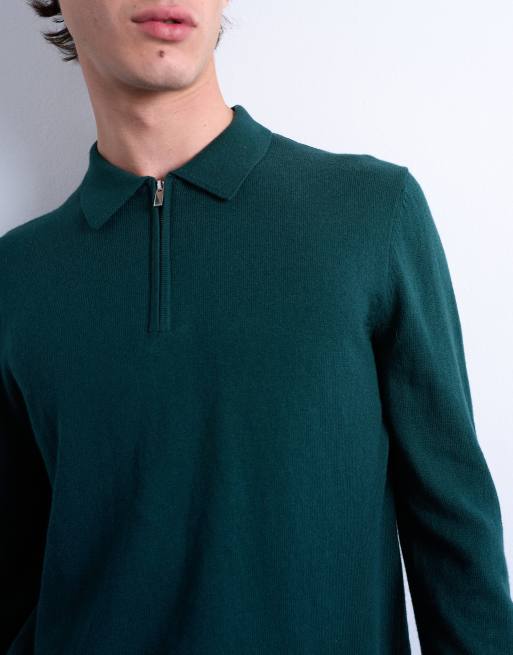 Topman – Essential – Mörkgrön, stickad tröja med rund halsringning, 3 av 5