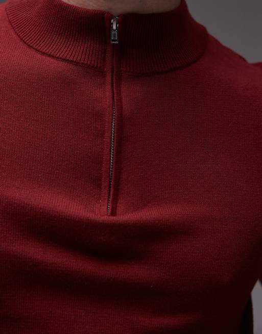 Topman – Essential – Röd tröja med kvartslång dragkedja, 2 av 4