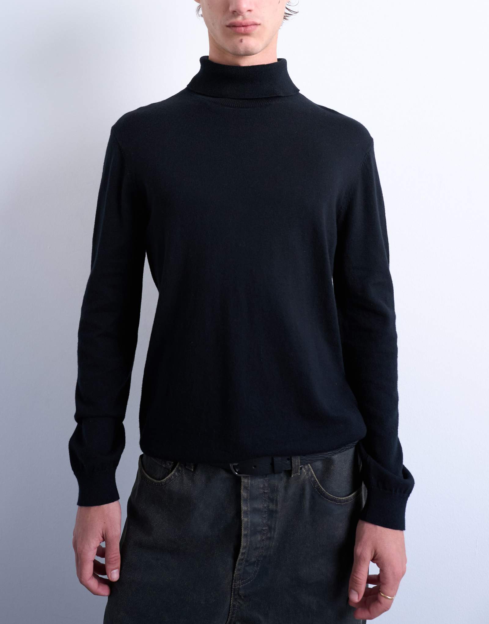 Воротник-стойка Topman essential из шерсти черного цвета