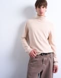 [Topman] Topman essential roll neck with wool in stone-Neutral 2XL STONE