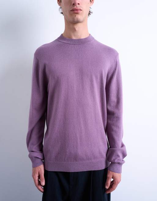 Topman – Essential – Śliwkowy dzianinowy sweter z okrągłym dekoltem, 5 z 5