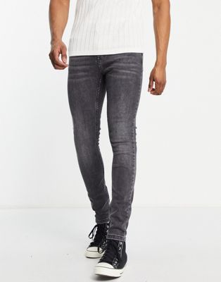 Topman spray on jeans in washed black