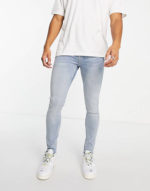 Topman essential spray on jeans in light wash 