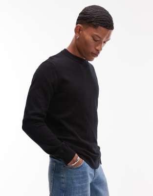 Topman Essential Turtle Neck Wool Blend Sweater In Black