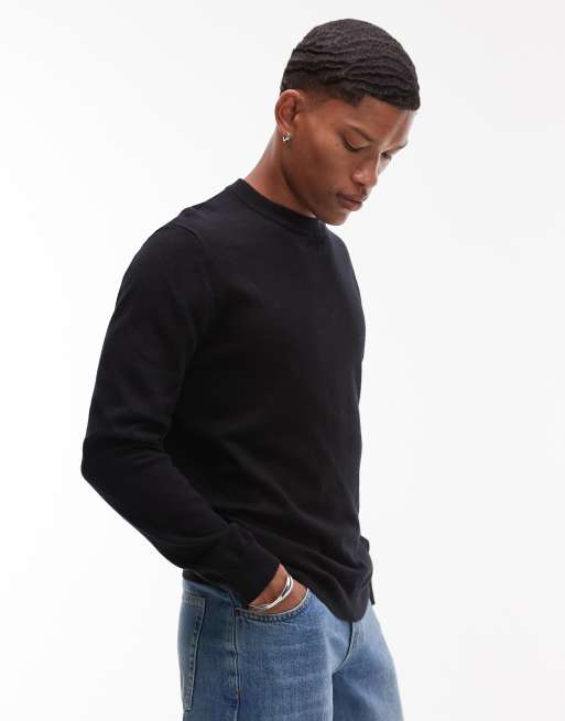 Topman essential turtle neck wool blend sweater in black