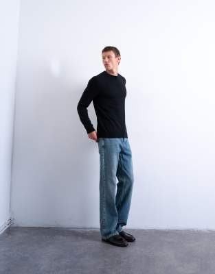 Topman Essential Turtle Neck Wool Blend Sweater In Black