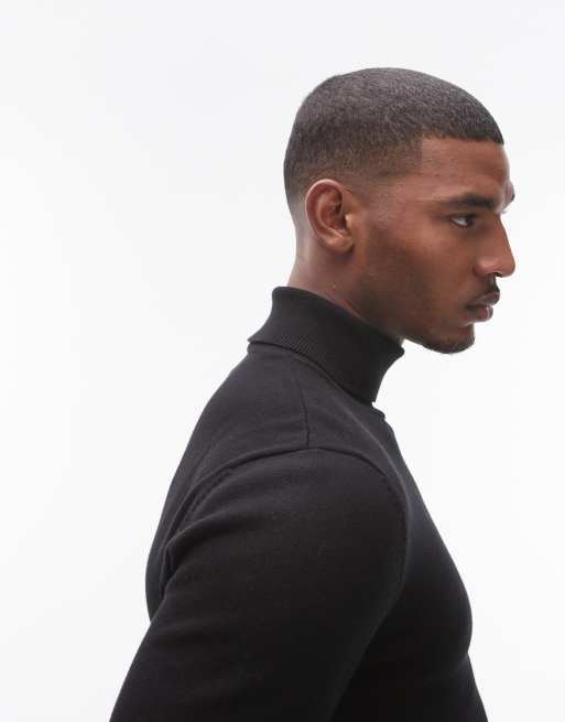 Topman essential turtleneck sweater in black
