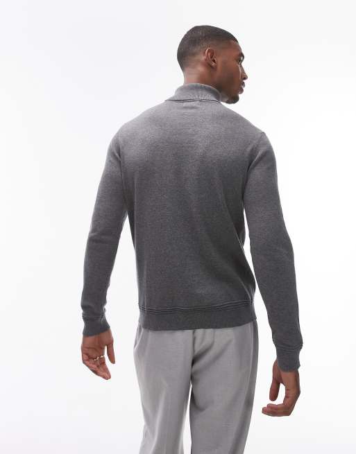 Topman essential turtleneck sweater in charcoal, 2 of 4