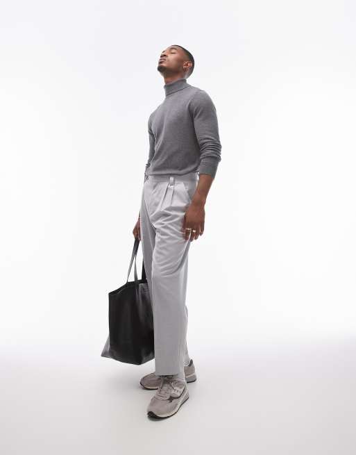 Topman essential turtleneck sweater in charcoal, 4 of 4