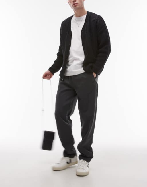 Topman essential washed trousers in charcoal, 3 of 5