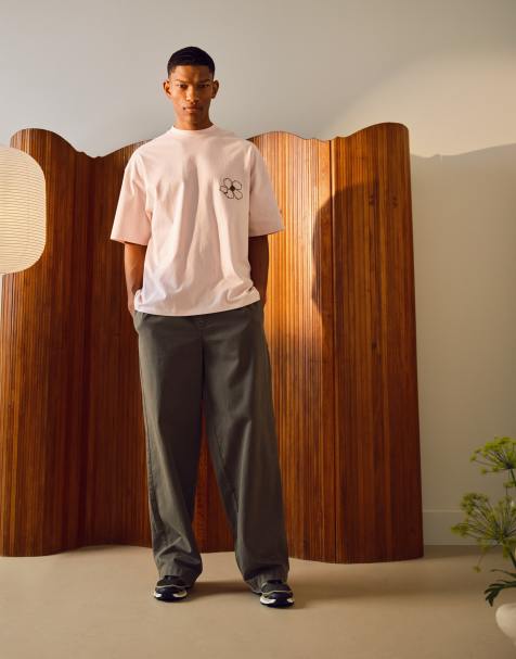 Topman essential washed trousers in khaki - view 1