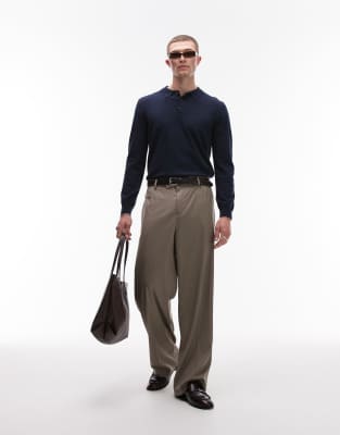 Topman Essential Wool Mix Polo Shirt With Buttons