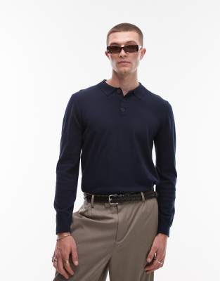 Topman Essential Wool Mix Polo Shirt With Buttons