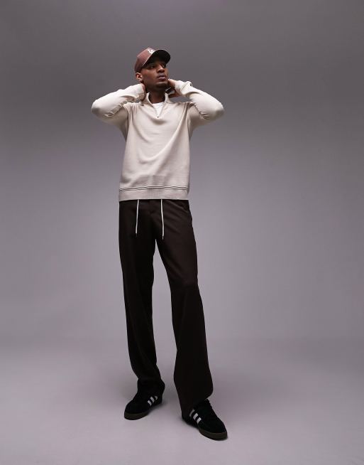 Topman essentials 1/4 zip in stone, 2 of 4
