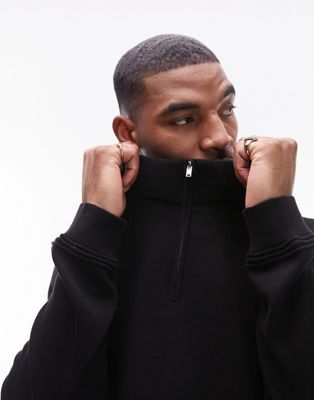 Shop Topman Essentials 1/4 Zip Sweater In Black