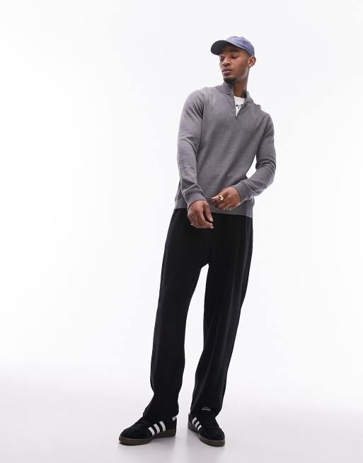 Topman - Essentials - Maglione grigio antracite con zip corta, 2 di 4