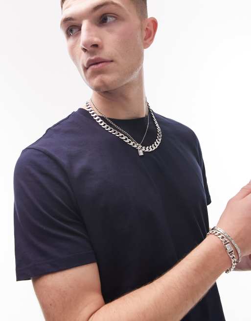Topman - Essentials - Marineblå T-shirt i regular fit
