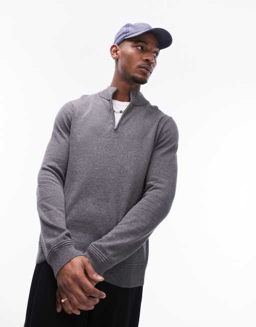Topman - Essentials - Pull à col zippé - Anthracite, 3 de 4