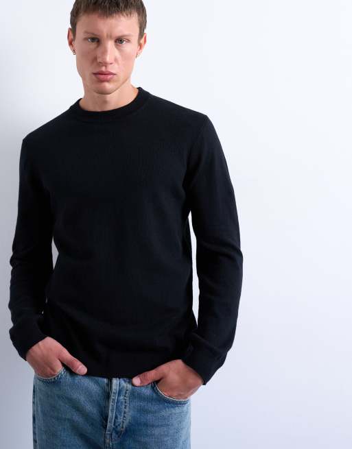 Topman - Essentials - Sort strikket trøje med rund hals, 3 af 5