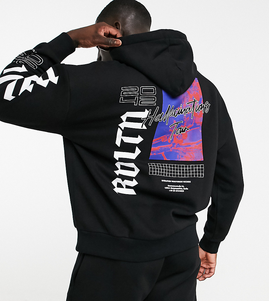 Topman exclusive @ ASOS oversized hoodie with back print in black
