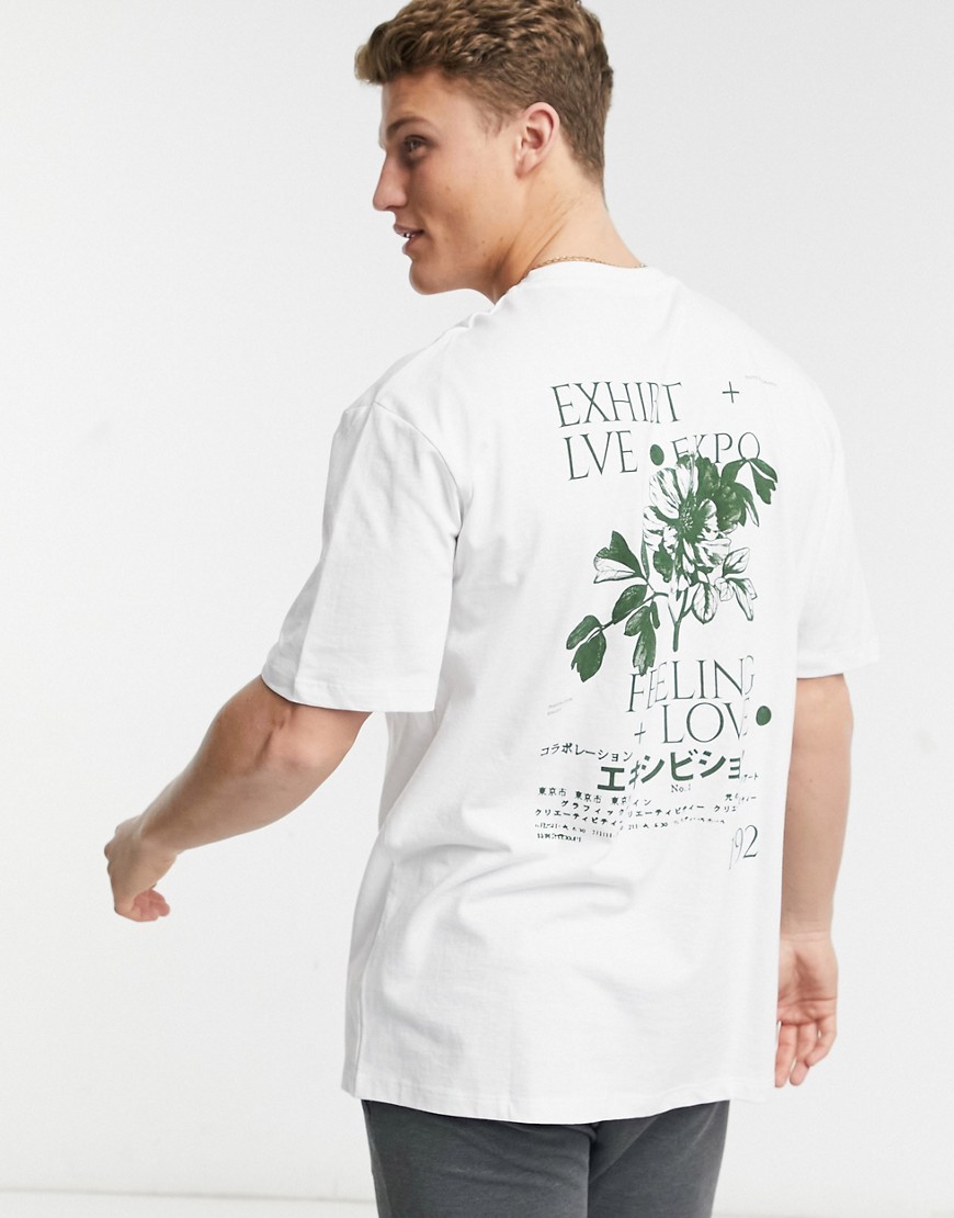 Topman exhibit front and back print T-shirt in white