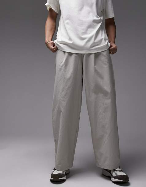 Topman extra wide trousers in stone - view 1