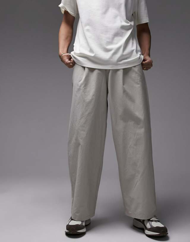 Topman - extra wide trousers in stone